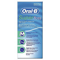 Зубная нить ORAL-B SuperFloss с тонкой губкой для чистки мостов, ORAL-B SuperFloss, Зубная нить oral-b