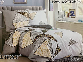 Сатинова постільна білизна полуторна ELWAY 4984 (наволочки 50х70) Абстракція