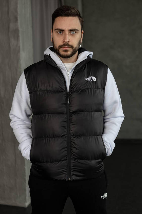 Чоловічий спортивний костюм зимовий THE NORTH FACE комплект 3в1 зіп худі штани жилетка худі з капюшоном біла, фото 1