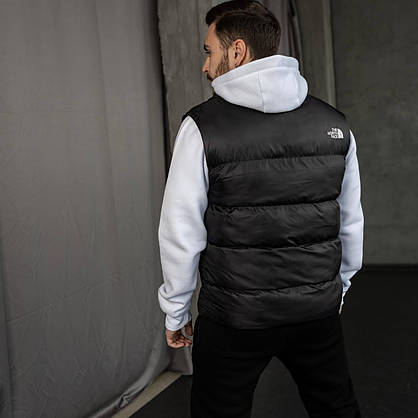 Чоловічий спортивний костюм зимовий THE NORTH FACE комплект 3в1 зіп худі штани жилетка худі з капюшоном біла, фото 4
