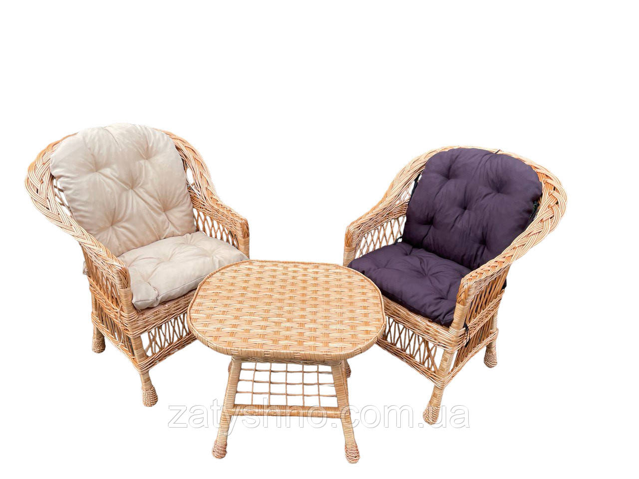 Набор плетеной мебели из лозы на 2 с подушками - фото 8 - id-p519309004