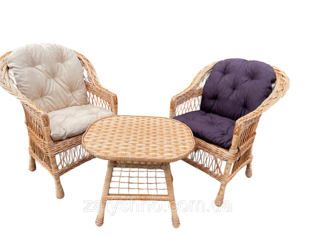 Набор плетеной мебели из лозы на 2 с подушками - фото 2 - id-p519309004