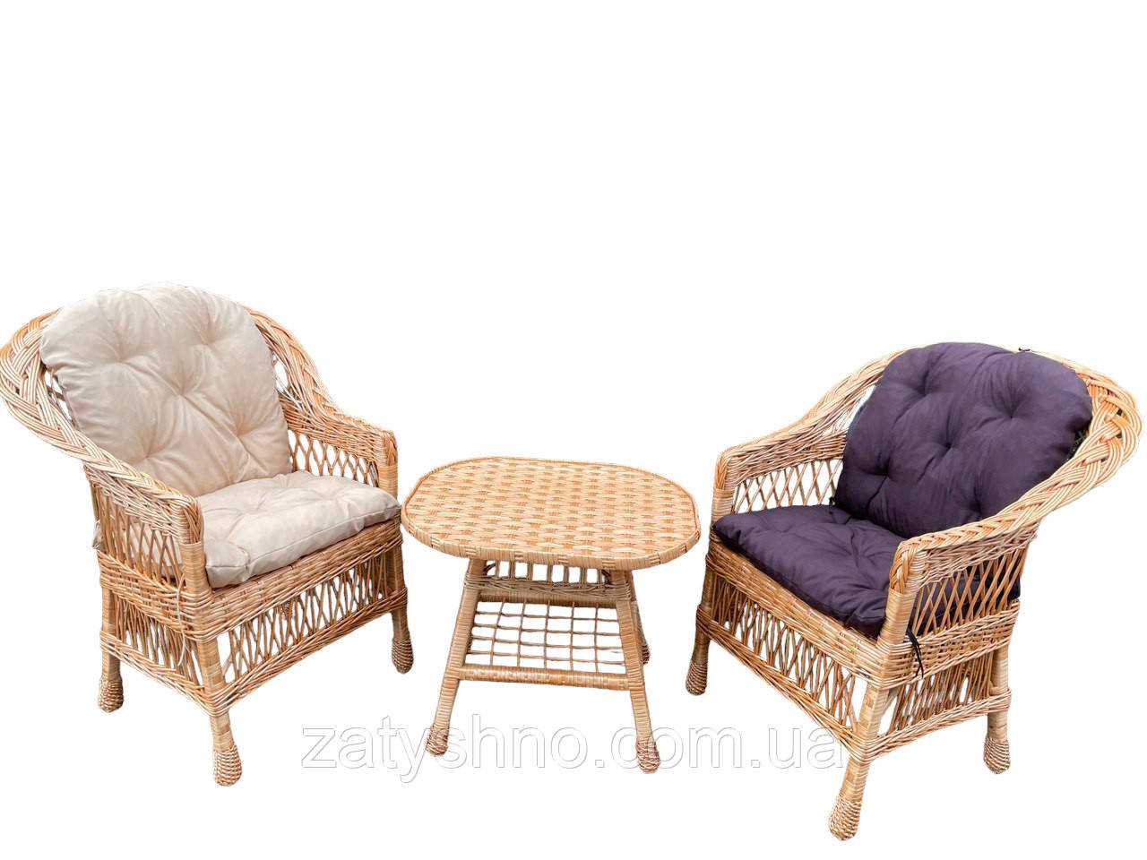 Набор плетеной мебели из лозы на 2 с подушками - фото 7 - id-p519309004