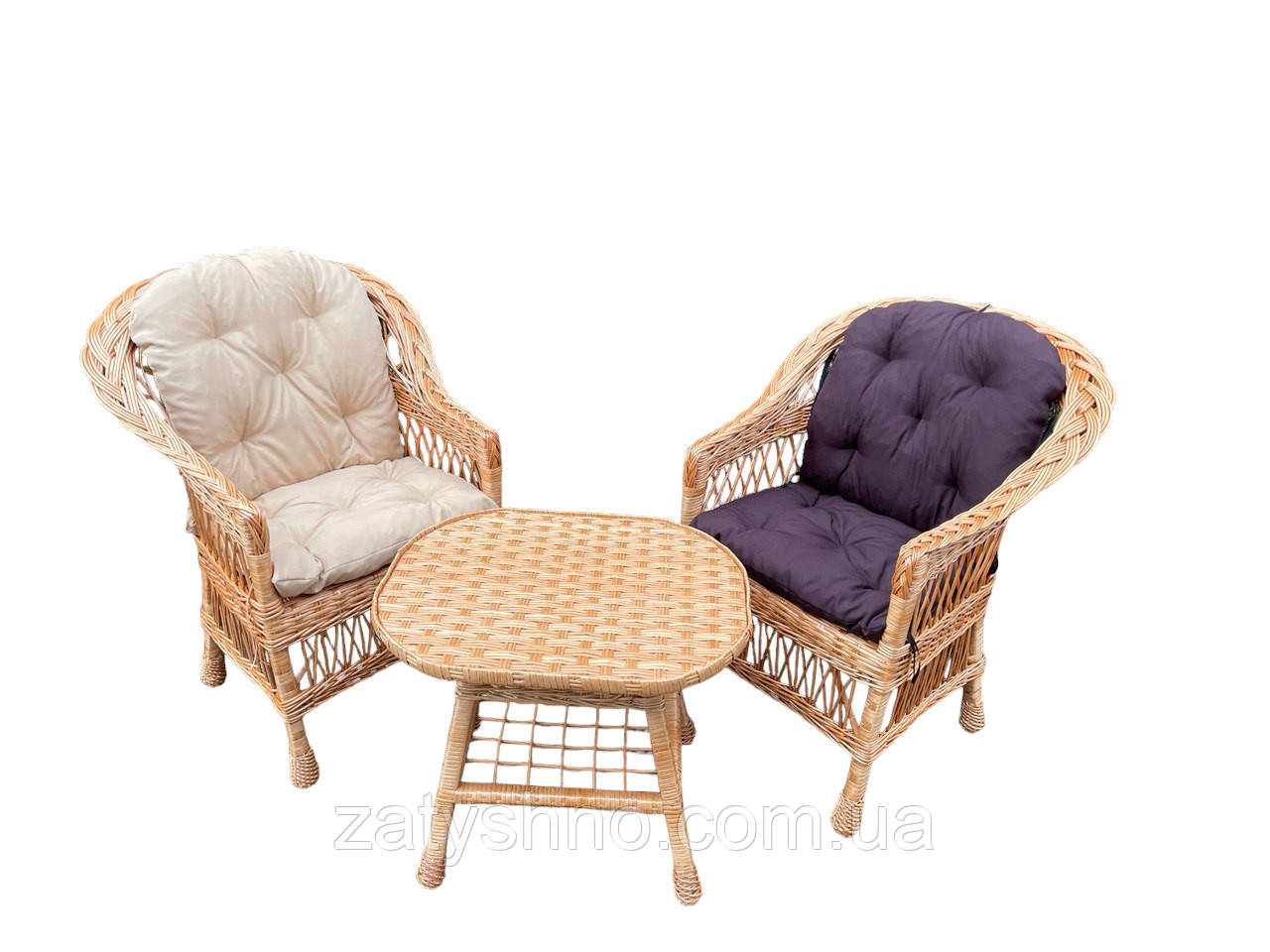 Набор плетеной мебели из лозы на 2 с подушками - фото 6 - id-p519309004