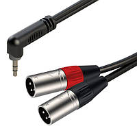 Готовый аудио кабель Mini-Jack 3.5мм угловой 2xXLR Male Roxtone RAYC-190A-L2 2м