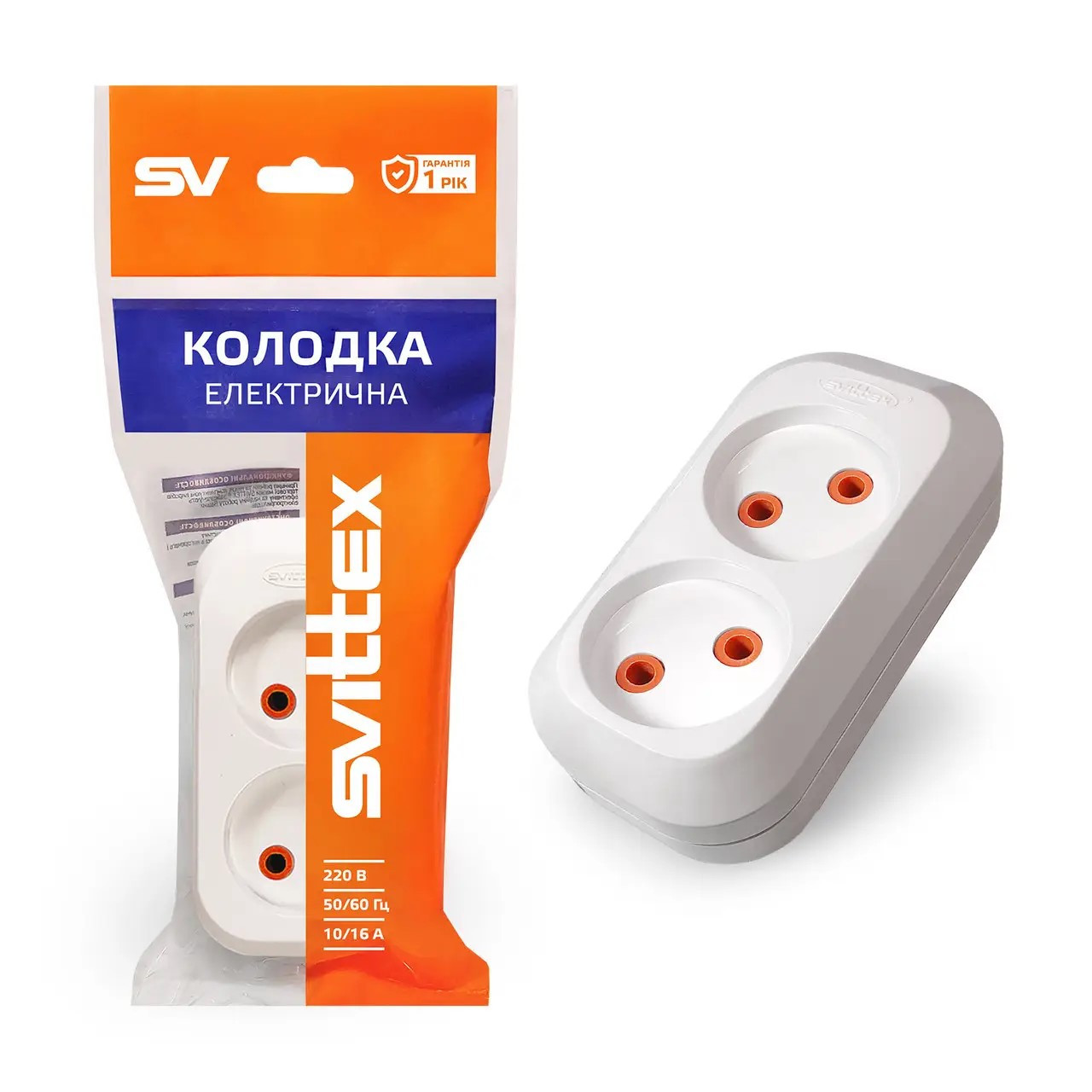 SV-009. Розетка (колодка) SVITTEX двомісна без землі