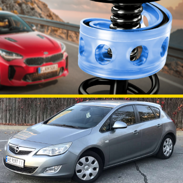 Автобафери силіконові на передні пружини Opel Astra J 2009- (проставки, подушки пружини)