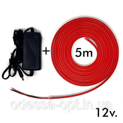 Стрічка Силіконова LED NEON ЧЕРВОНА 5M RED 12V-220V, фото 3