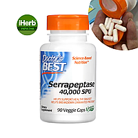 Doctor's Best, Serrapeptase, серрапептаза, 40 000 SPU, 90 веганських капсул