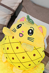 Плюшева іграшка-плед подушка Звірятко-ананас жовтий