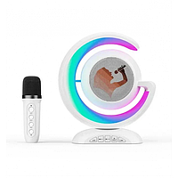 Новинка! Настольная лампа Ночник с беспроводной Bluetooth колонкой Lightshow с 1 микрофоном YS-110 Белый