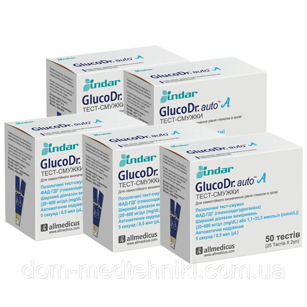 Набір Тест-смужок "GlucoDr". 5 уп. (250 шт.)