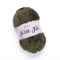 Турецька пряжа для  вязання Fable Fur  (фабл фур) 982 зелена оліва