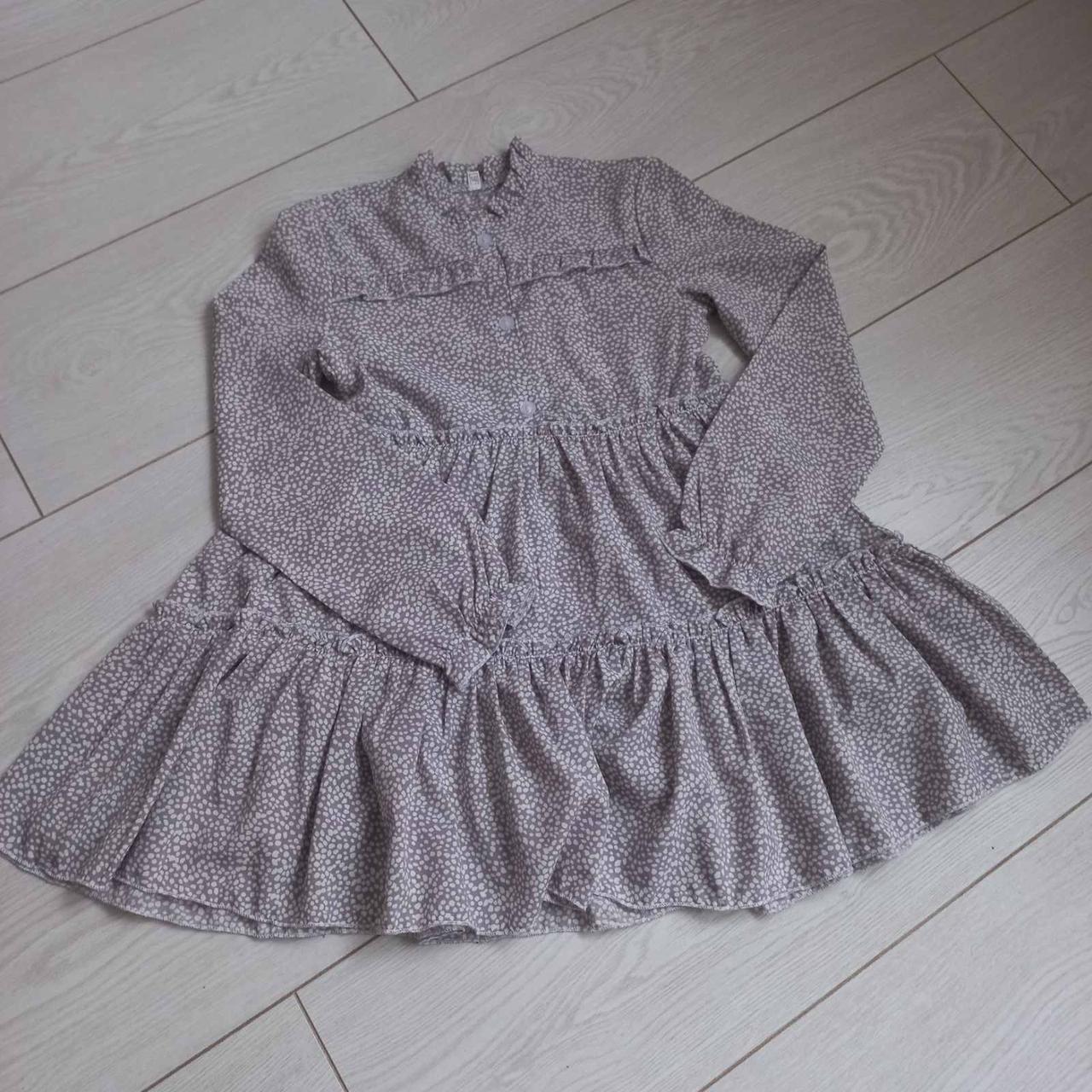 Плаття на дівчинку з довгим рукавом, р. 128-152, дрібна луска пудра