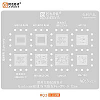 Трафарет BGA Amaoe MQ:3 (v 2.0) SM8250 RAM/MT6885Z RAM/SM7250/SM8250 CPU/MT6885Z CPU/SM6125/SM7150 (0.12mm)