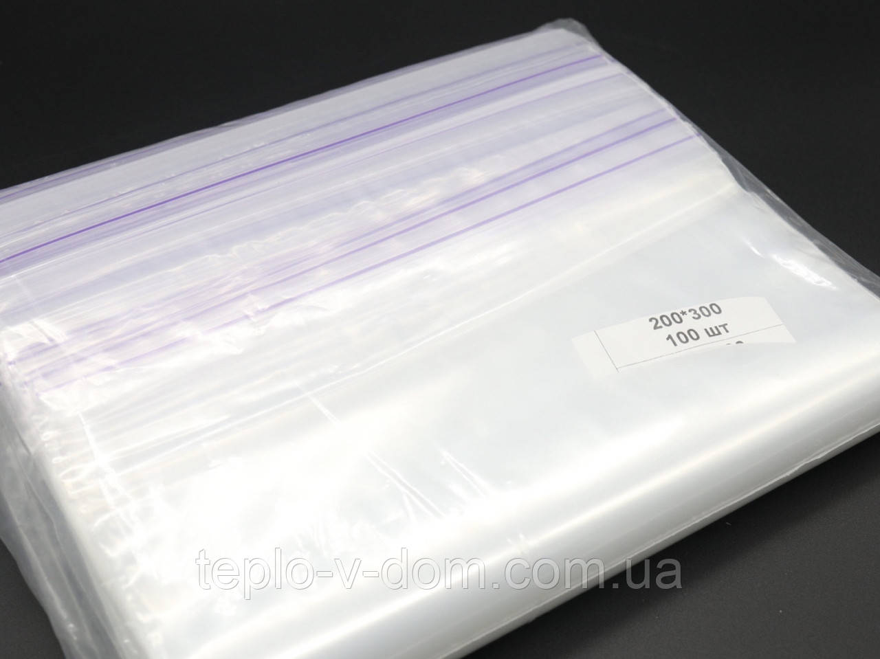 Пакет Зіп Лок із замком Гріппер для пакування та зберігання 20х30 см. із застібкою zip-lock 100 шт/уп. Пакет-Струна