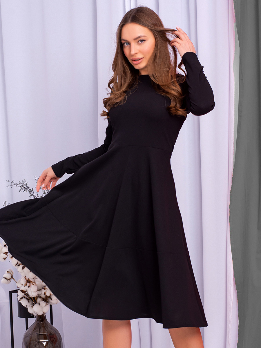 Вишукане трикотажне жіноче плаття-міді Melania, чорне