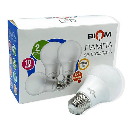 Мультипак "2+1" світлодіодна лампа Biom А60 10W E27 4500K BT-510/3 11953, фото 1