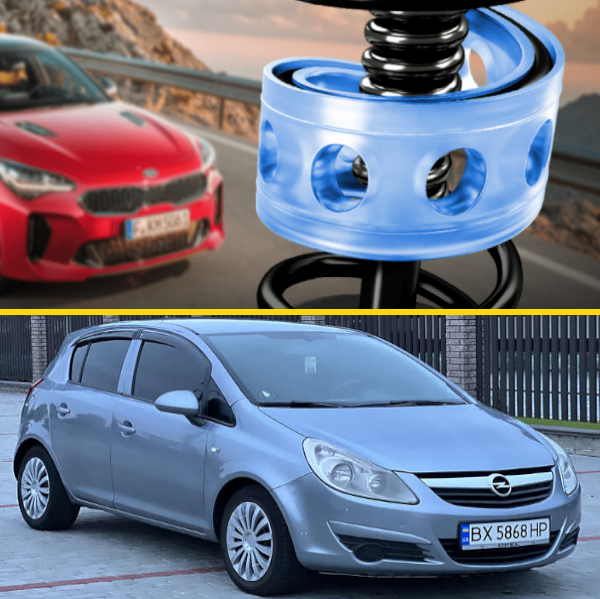Автобафери силіконові на задні пружини Opel Corsa D 2006-2011 (проставки, подушки пружини)