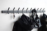 Вешалка настенная с металла для одежды в гостиную 110х6х12 10 крючков, Білий, Новое
