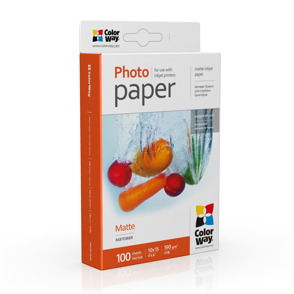 Фотопапір ColorWay матовий 190г/м2 10x15 PM190-100 (PM1901004R)