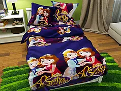 Дитяча підліткова постільна білизна 150х220 для дівчинки з Бязі Gold Принцеса Софія полуторна, Черешенька