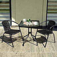 Комплект садовой мебели 4Points Monza-2 на дачу с квадратным столом и двумя стульями для сада для кафе