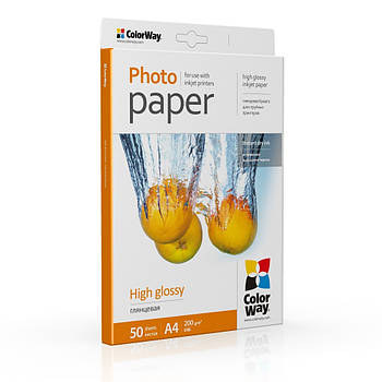 Фотопапір ColorWay глянцевий 200г/м2 A4 PG200-50 (PG200050A4)