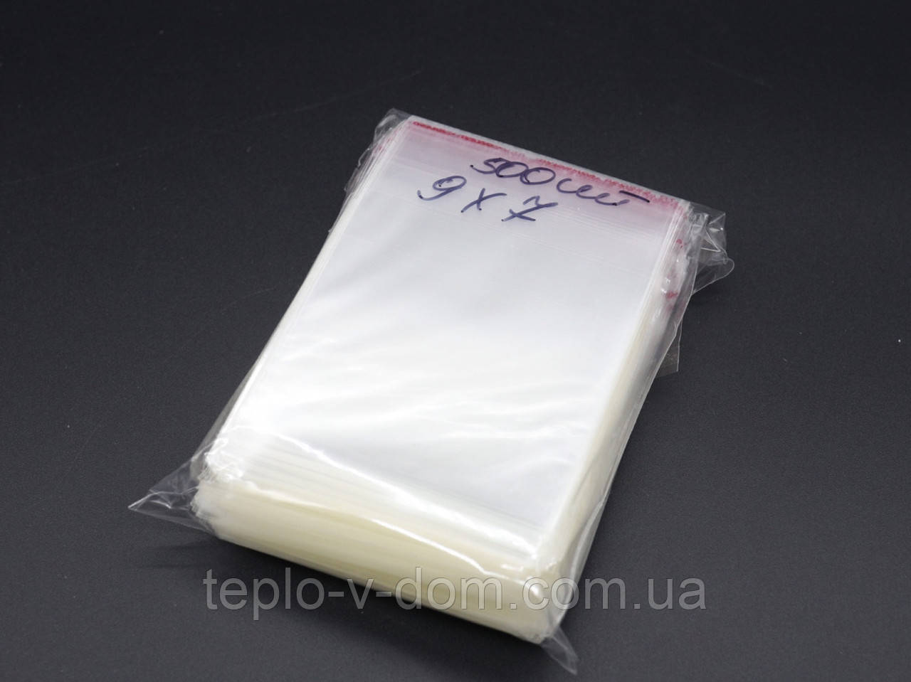 Поліпропіленові пакети з липким клапаном 9х7см 25мкм 500шт/уп у закритому вигляді - 8х7см прозорі