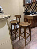 Дерев'яний стілець табурет Дублін високий зі спинкою для барів кафе балконів власне виробництво 75 см, фото 8