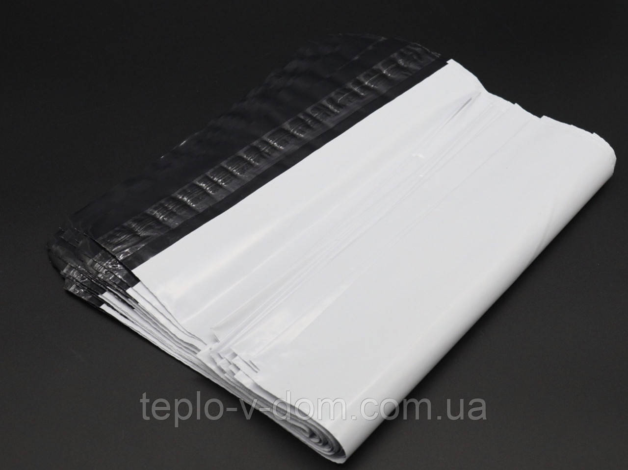 Поштовий Кур'єрський Сейф-пакет А4+ без кишені 25х36+4 см. 50 шт/уп. Білий пакет із клейовим клапаном, фото 1