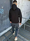 Чоловіча куртка із Soft Shell з капюшоном чорна весняна осіння Вітровка на флісі, фото 4
