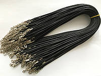Чорний Шнурок на шию із застібкою прутик з карабіном 50 см. Текстильний міцний Ремінець Фурнітура 100 шт/уп