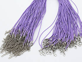 Фіолетовий Шнурок на шию із застібкою Текстильний з карабіном 50 см. Міцний Ремінець Фурнітура