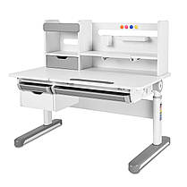 Комплект парта стол з надбудовою FunDesk Pensare Grey + дитяче ергономічне крісло FunDesk Cielo Pink рожевий, фото 3