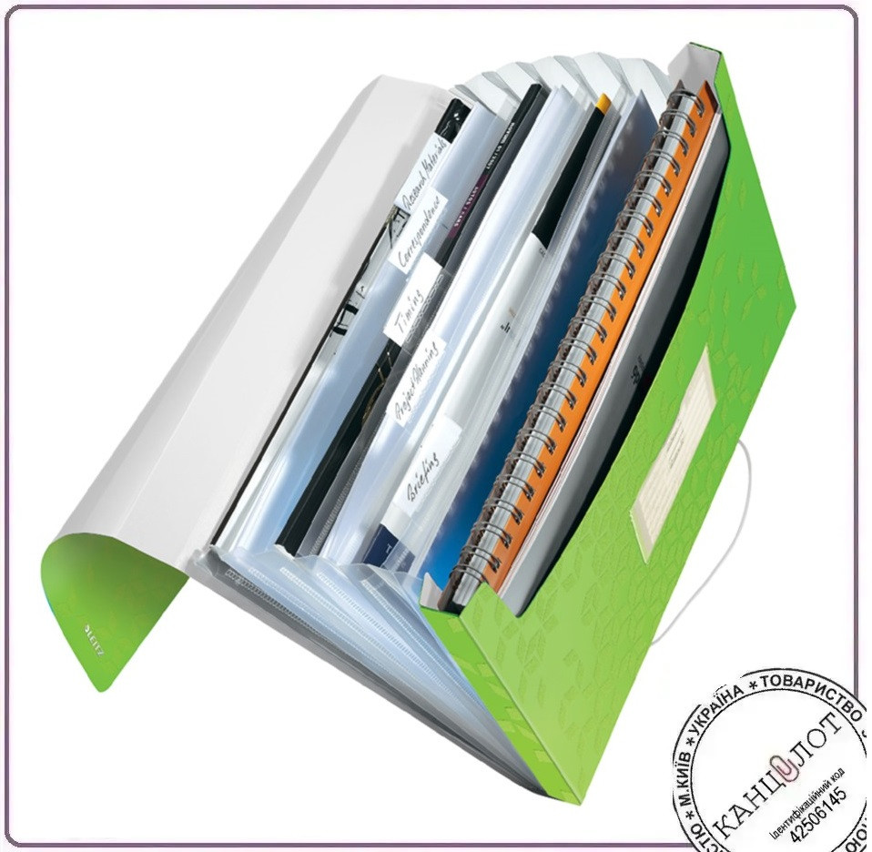 Папка з відділеннями LEITZ WOW на 200арк., зелений (4589-00-54), фото 1