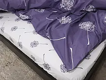 Двоколірний сімейний комплект постільної білизни фіолетовий із принтом кульбаби, бавовняний із набивної бязі Gold, Черешенька, фото 6
