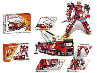 Конструктор K 0620- 916 деталей, Пожежна машина , 2в1, трансформер, в коробці