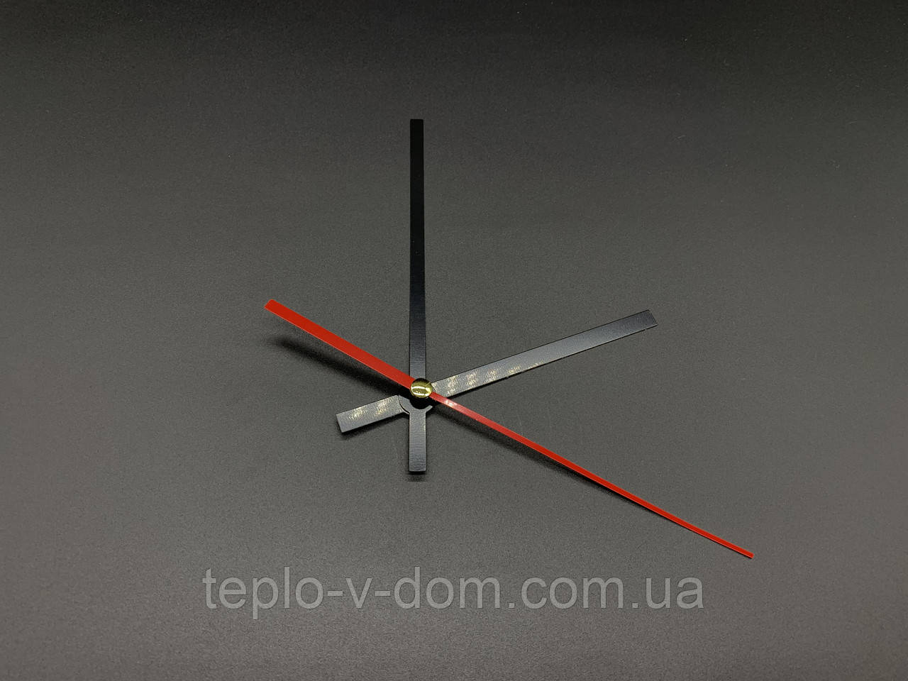 Стрілки годинникові для настінного годинника чорна хвилинна і годинна, червона секундна металеві 11х12х9 см