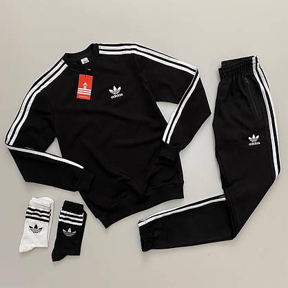 Мужской спортивный костюм Adidas для прогулок весенний стильный молодежный костюм с лампасами красно-белый, фото 4