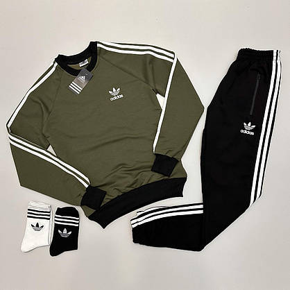 Мужской спортивный костюм Adidas для прогулок весенний стильный молодежный костюм с лампасами красно-белый, фото 5