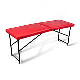 Косметологічна кушетка м'яка 180х60см, Масажна кушетка складна, Складаний масажний стіл Червоний !!!, фото 2