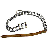Ошейник для собак цепочка с кожаным ремешком Croci (хромированная сталь) 50 см/2.5 мм C5AS0672