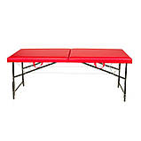 Кушетка косметологічна з регулюванням висоти 180х60см автомат м'яка 6 см Складаний масажний стіл Червоний, фото 2