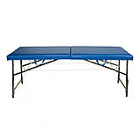 Кушетка косметологічна з регулюванням висоти 180х60см автомат м'яка 6 см Складаний масажний стіл Синій, фото 2