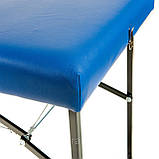 Масажний стіл 180х60 см ручне складання переносний Синій Кушетка для масажу з регулюванням висоти м'яка, фото 2