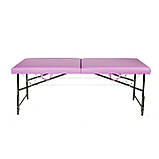 Кушетка косметологічна з регулюванням висоти 180х60 см автомат м'яка 6 см Складаний масажний стіл Бузковий, фото 2