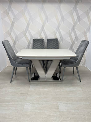 Стіл обідній розкладний КЕМБРИДЖ-С 140 см TES Mobili, колір бежевий матовий, фото 2