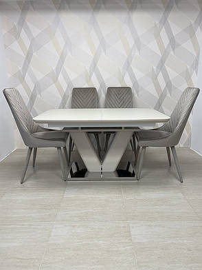 Стіл обідній розкладний КЕМБРИДЖ-С 140 см TES Mobili, колір бежевий матовий, фото 3