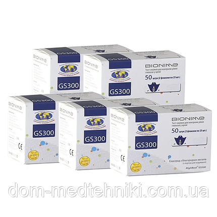 Набір Тест-смужок "Bionime GS 300" 5 уп. (250 шт.), фото 1